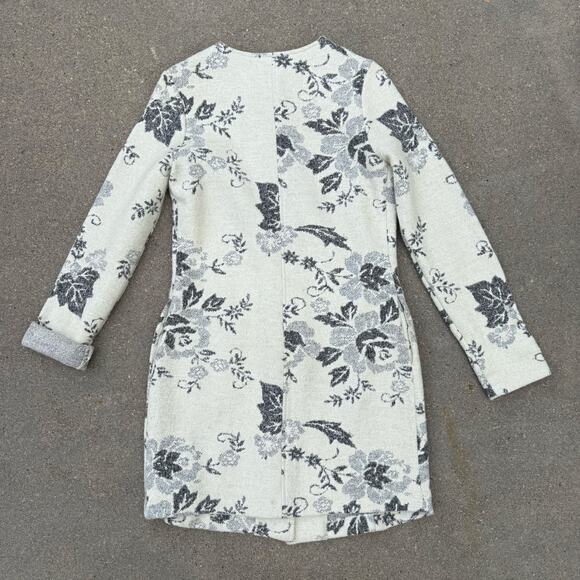 Lucy and Laurel Floral Wool Blend Coat Jacket Cream Gray Button Front Size Large - Picture 5 of 10